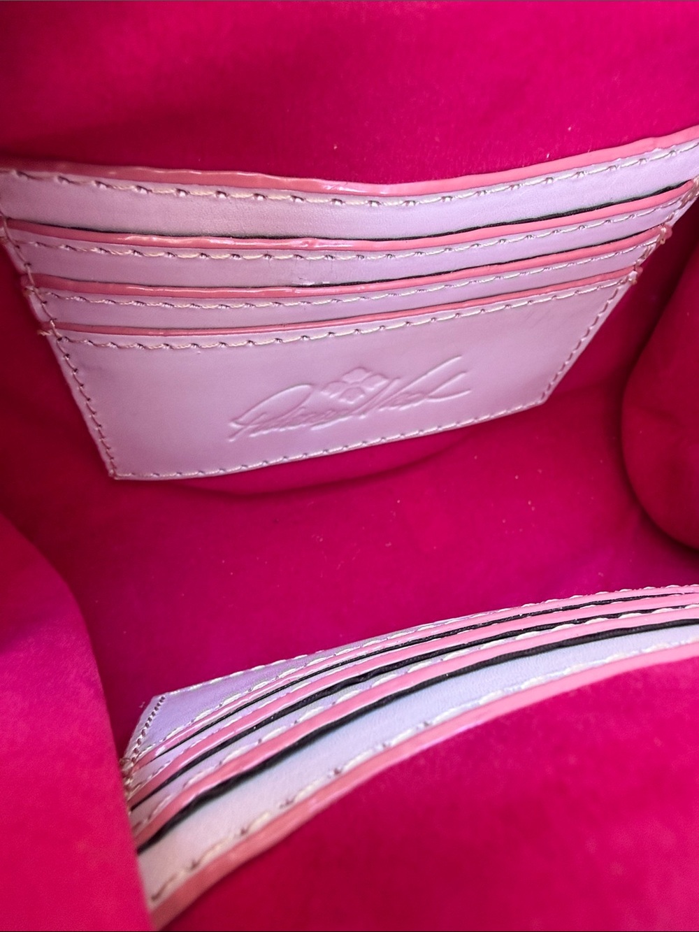 New Patricia Nash Super Light Pink with Metallic-Trim Leather Crossbody Clutch - Picture 8 of 11